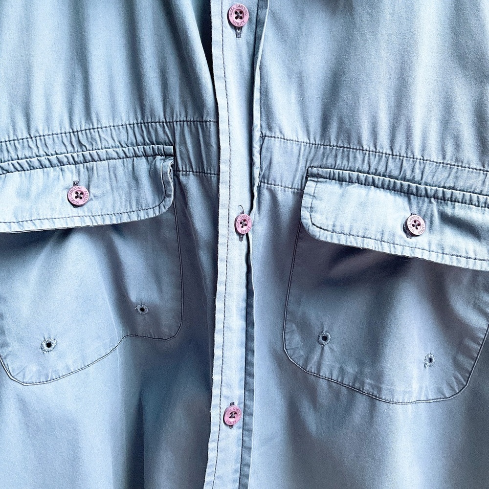 Blue Short Sleeve Utility Collared Pocket Shirt XL - Picture 7 of 9